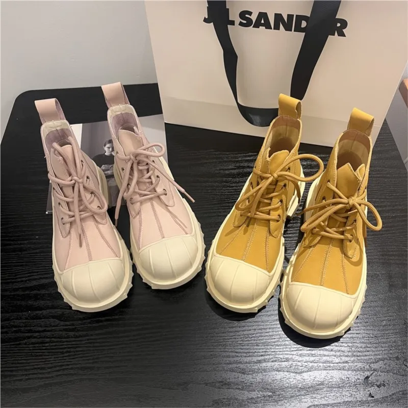 

FAFA 2023 New Korean Version Of The Martin Boots Short Boots Pure Leather Leather Thick Bottom Muffin Women's Shoes Single Shoes
