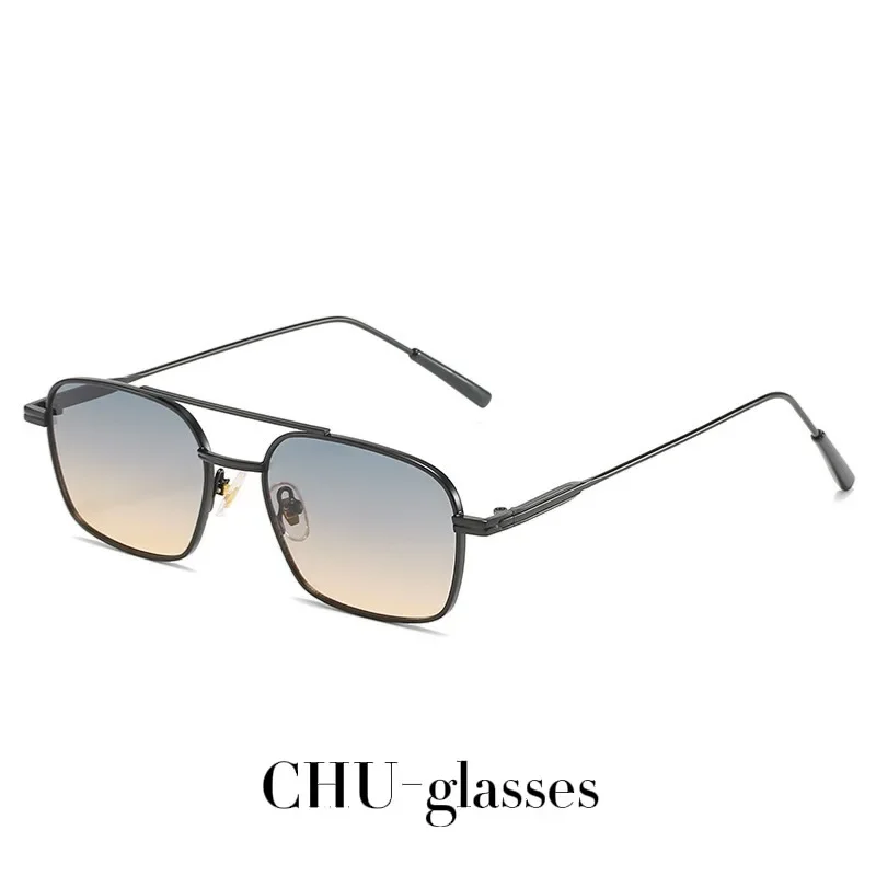 Винтажные металлические солнцезащитные очки с градиентным закатом и двойными