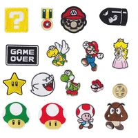 17 pcsset super retro game character icon ironing patches iron clothes bros princess turtle diy clothing pants applique decor