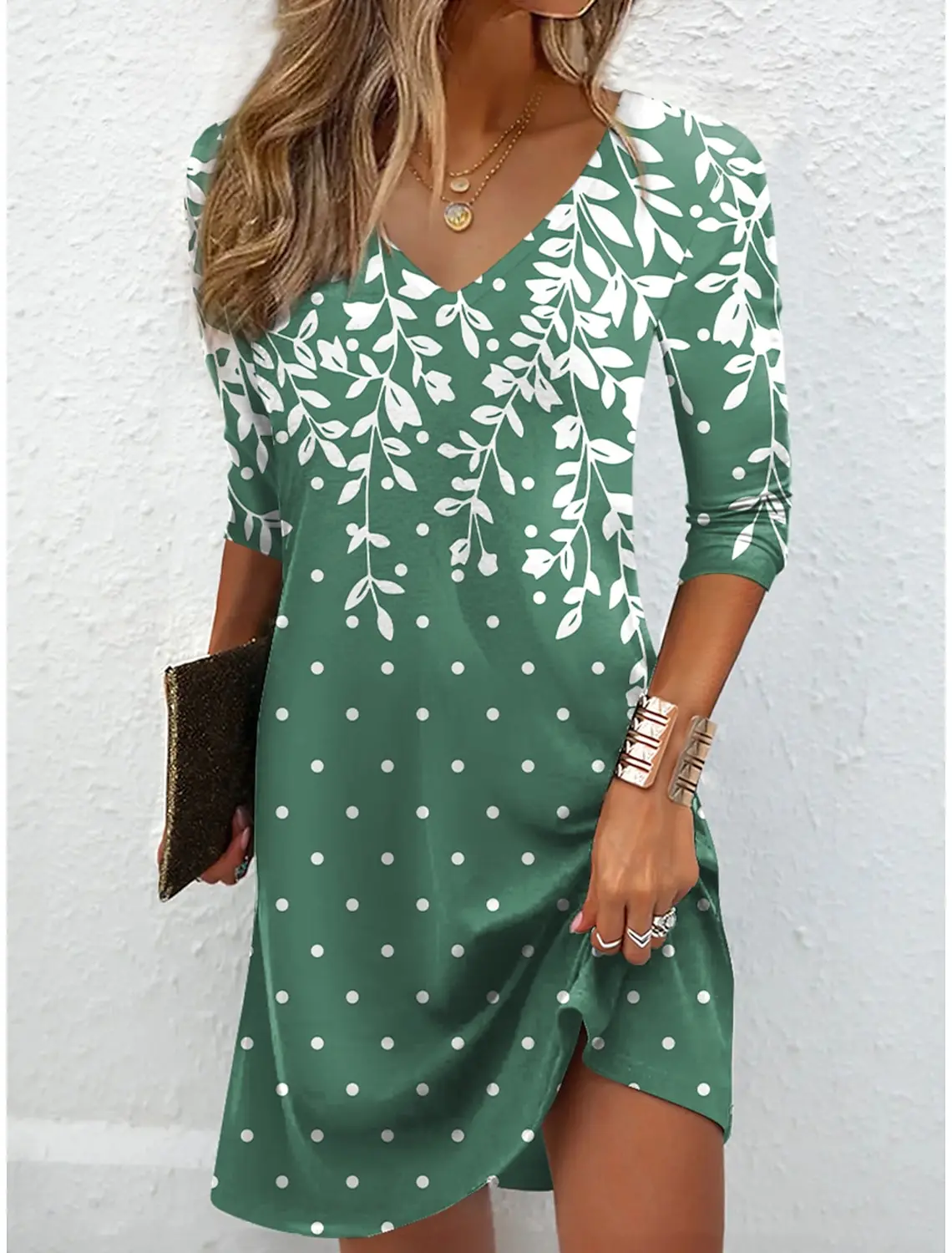 

Women's Casual Dress Spring Fall Dress Floral Polka Dot Print V Neck Mini Dress Fashion Streetwear Everyday Outdoor Long Sleeves