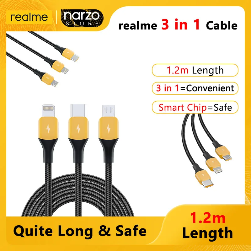 

Realme официальный 3 в 1 кабель USB Micro кабель Тип C USB C кабель для Samsung Xiaomi Realme POCO Apple телефон аксессуары зарядное устройство