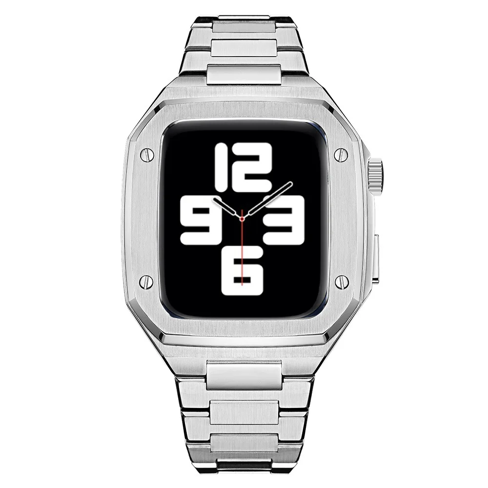 

Модифицированный мод набор металлический ободок для Apple Watch ремешок чехол 7 6 5 4 3 40 44 мм 45 мм ремешок рамка сменный ремешок для iWatch