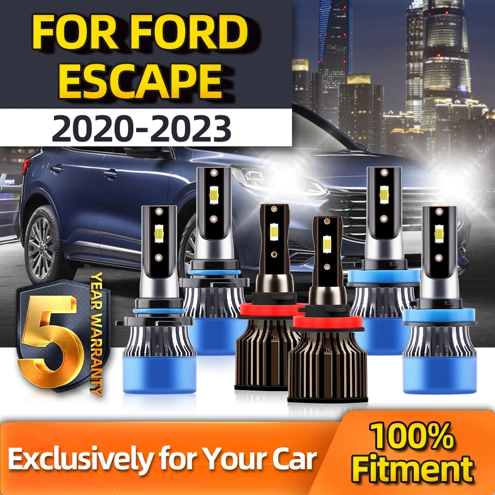 

TEENRAM For Ford Escape LED Headlight High Low H9 9005 Fog Lights H8 200M 6500K Lighting Rang Plug-N-Play Bulbs 2020-2023