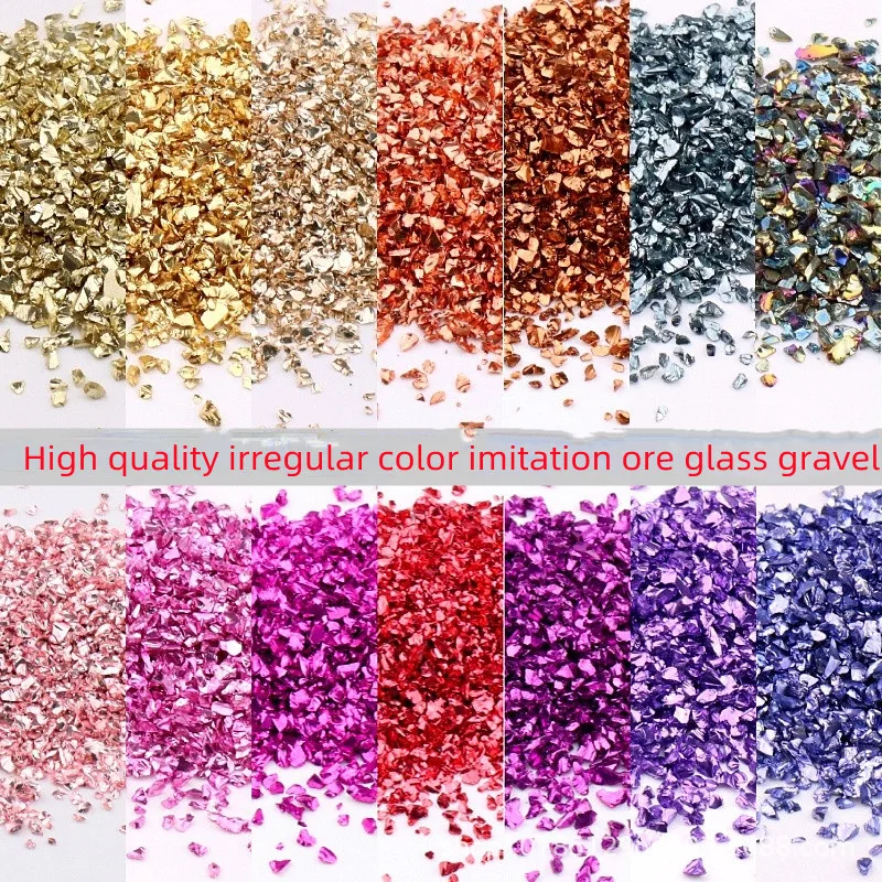 

Irregular imitation ore colored glass gravel DIY Nail accessories decorative luggage photo frame stationery material