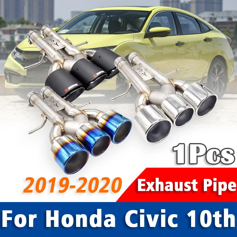 

1 Piece For Honda Civic 10th 2019 2020 Stainless Steel Exhaust Pipe Muffler Tailpipe Muffler Tip Rear Tail Throat Accessories