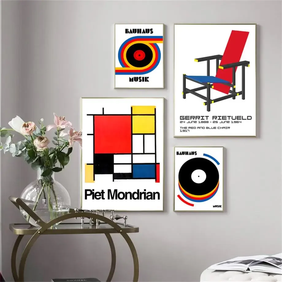 Геометрический постер Bauhaus Mondrian выставка середины века художественные принты