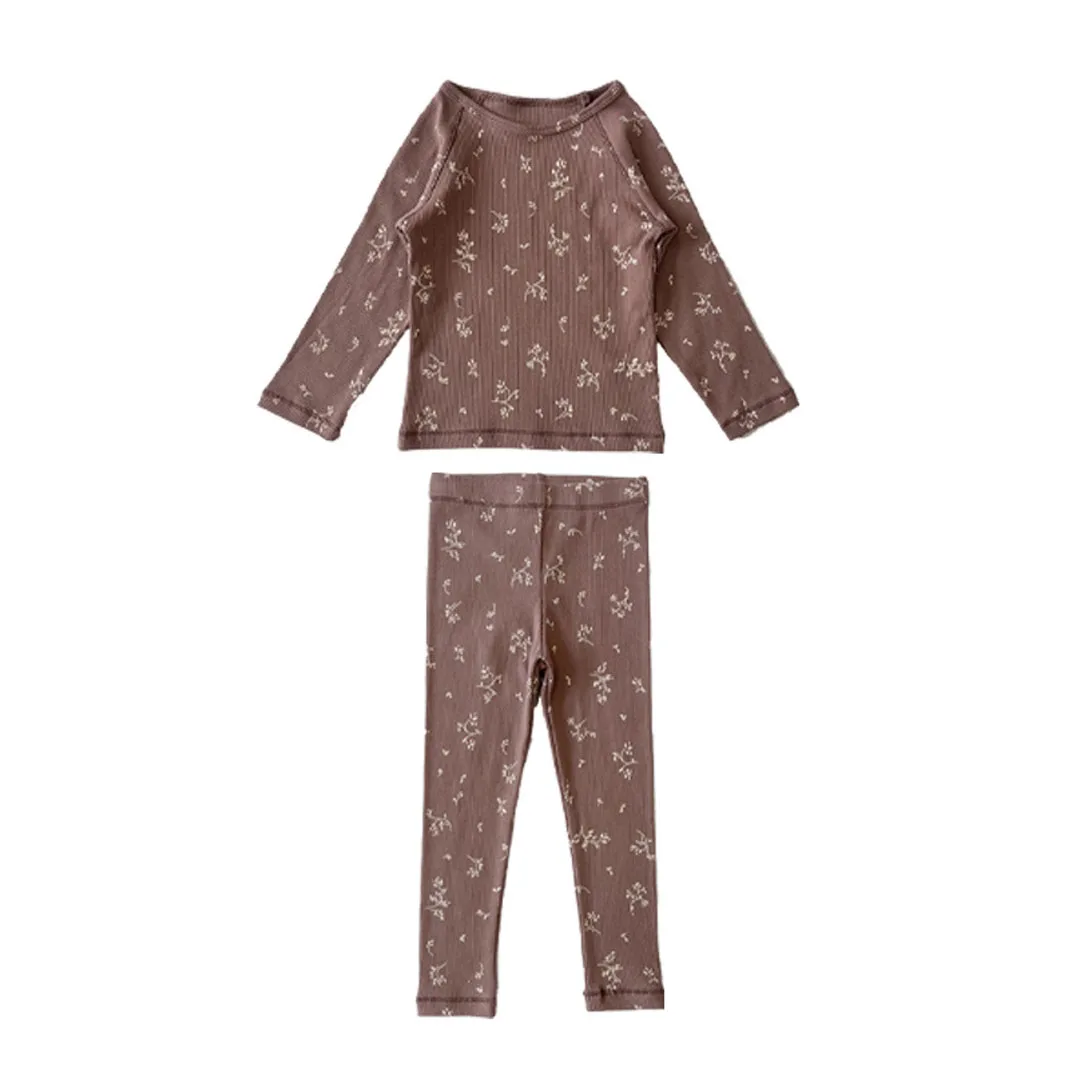 Kids Pajamas Children Sleepwear Long Sleeve Casual Solid Long Johhs Set Baby Boys Girls Clothes Cotton Nightwear Kids Clothing