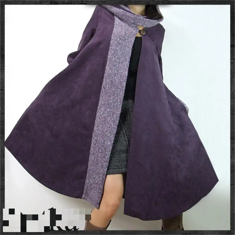 

2022 Wintwe Coat Scarf Purple Trench Coat