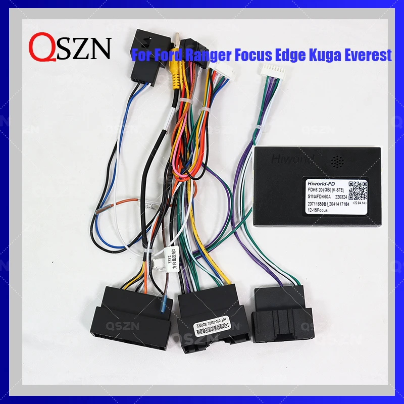 QSZN 16 PIN android Canbus box Hiworld FDF2 Adaptor for Ford Ranger Focus Edge Kuga Everest Wirng Harness Power Cable Car radio