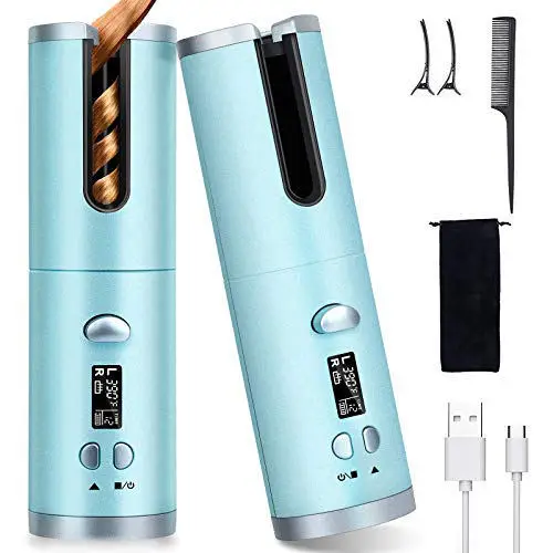 

Wireless Hair Styler Portable Electric Cordless Hair Curling Wand Curling Iron Rotating Automatic Hair Curler USB Rechargeable