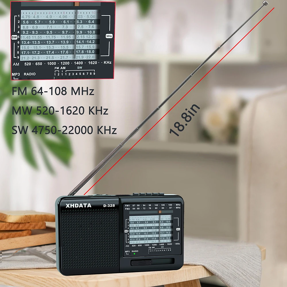 XHDATA D-328 радио фабричная цена FM AM коротковолновый mp3-плеер TF карта портативный