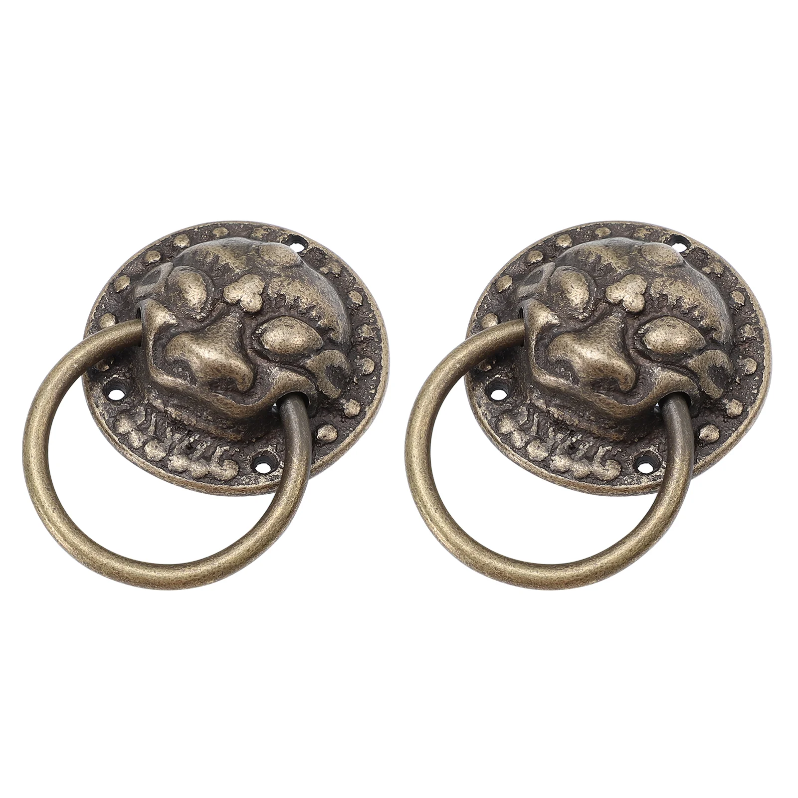 

2pcs Chinese Style Vintage Handle Retro Tiger Head Knobs Copper Door Ring