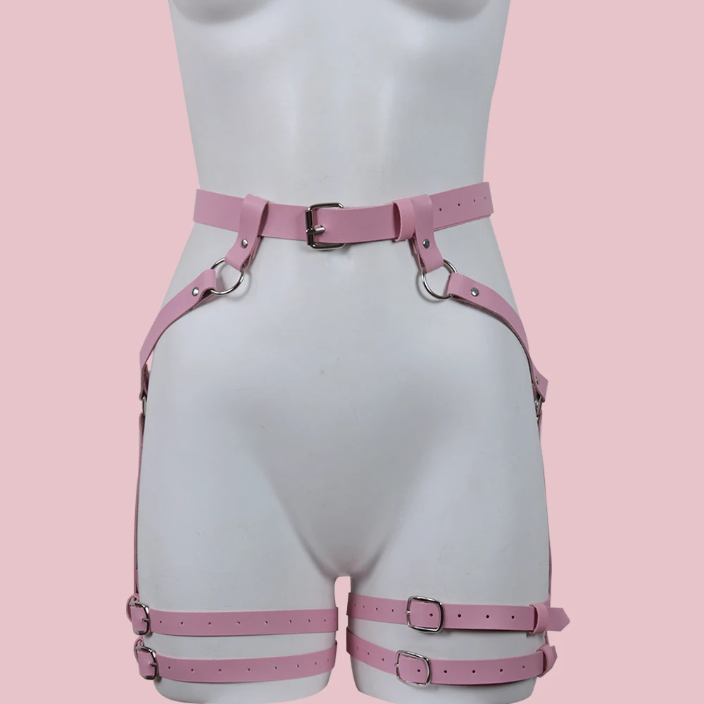Розовый кожаный Клетчатый Ремень ремни для тела женское белье подтяжки бондаж в