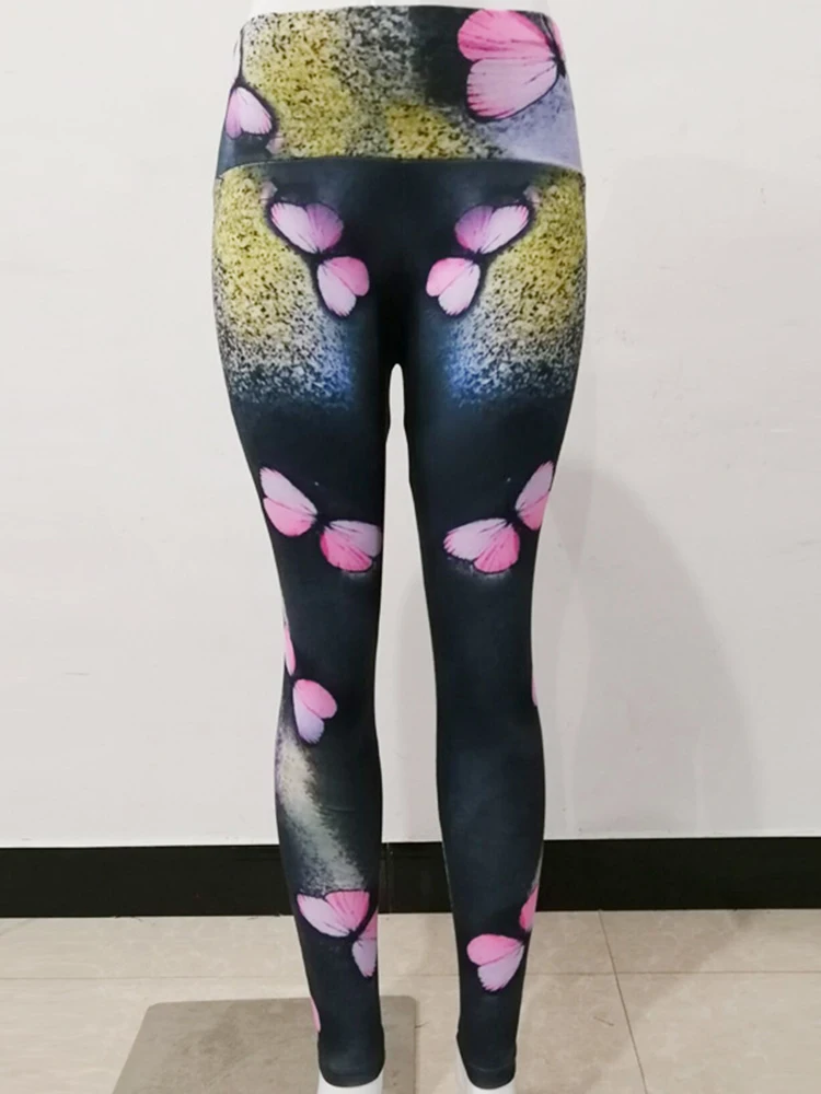 High Waist Sports Leggings Women Yoga Pants Gym Leggins Push Up Female Butterfly Print Fitness Sexy Jeggings Slim Workout