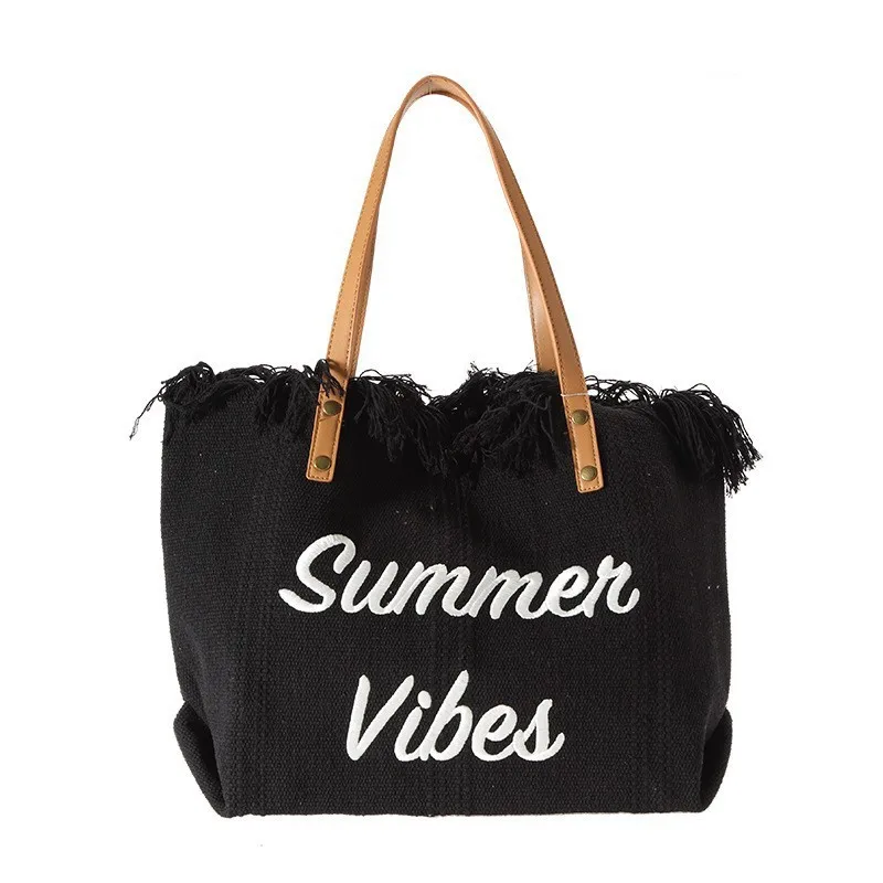 

JRY Canvas Women Handbags Large Tote Beach Bag Shopping Bags Underarm Shoulder Bag For Female Casual Top-Handle Bags