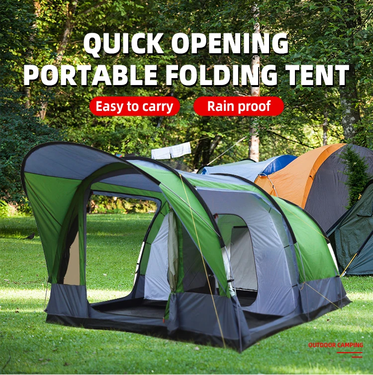 Семейная очень большая туннельная палатка для кемпинга уличные парусиновые