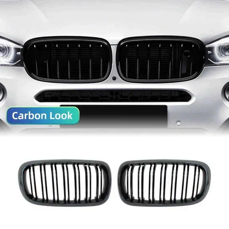 

Для BMW F15 F16 X5 X6 F85 F86 2014-2018 передний бампер, гоночная решетка для почек, глянцевая черная автомобильная решетка с двойной планкой