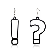 popular acrylic personality exaggerated punk hip hop black and white exclamation mark question mark asymmetric long earrings
