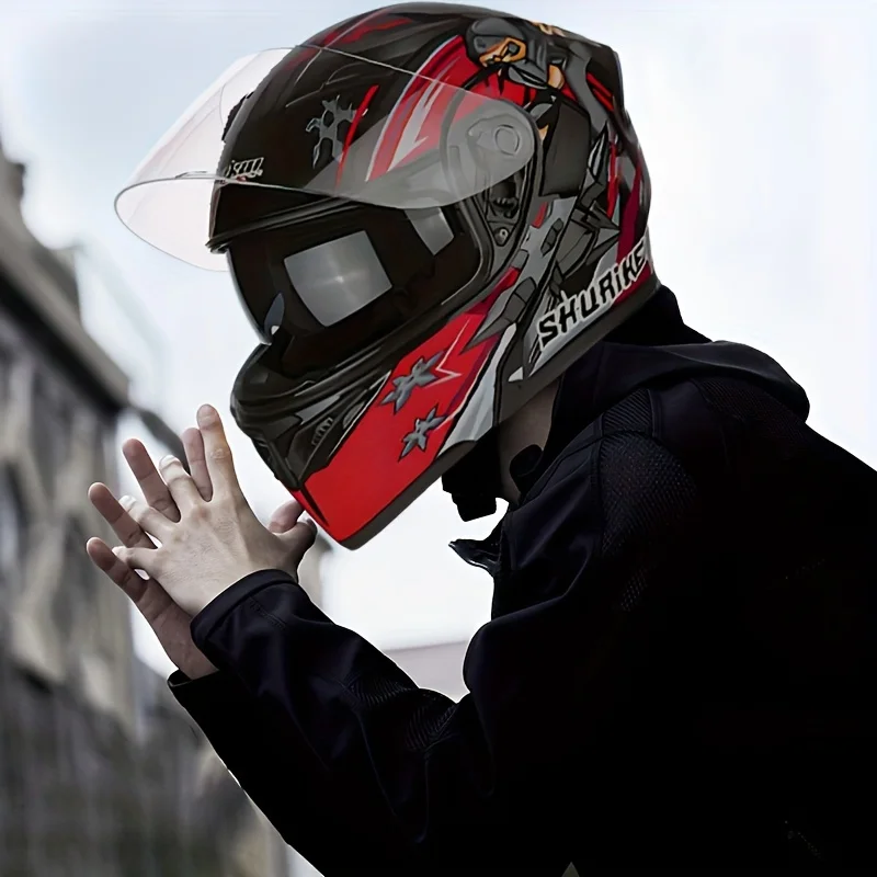 Красный мотоциклетный шлем Raptor - полный охват для мужчин и женщин зимняя защитная