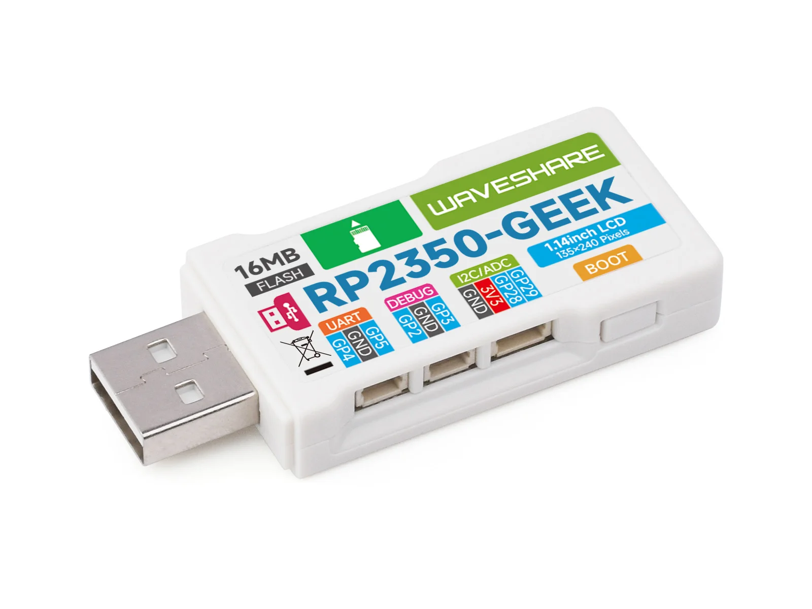 Макетная плата Waveshare RP2350-GEEK на базе микроконтроллера RP2350 с 1 14-дюймовым цветным