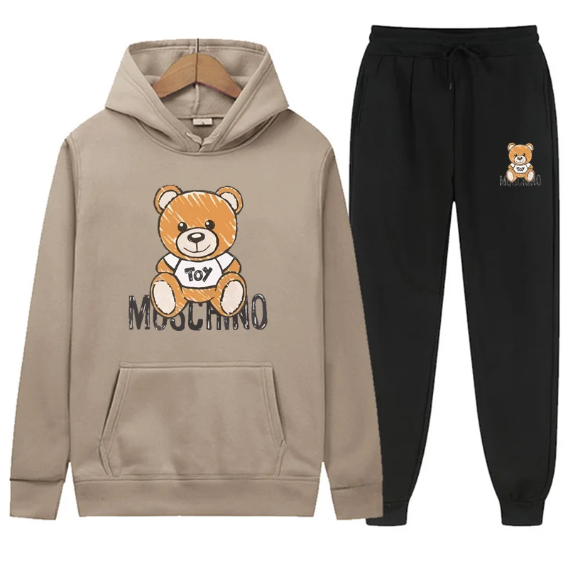 

2023 Autumn and Winter Cartoon Print Cotton Men's Sets Sports Sweatshirt Hoodie Casual Hip Hop Men's clothing women's sets fashi