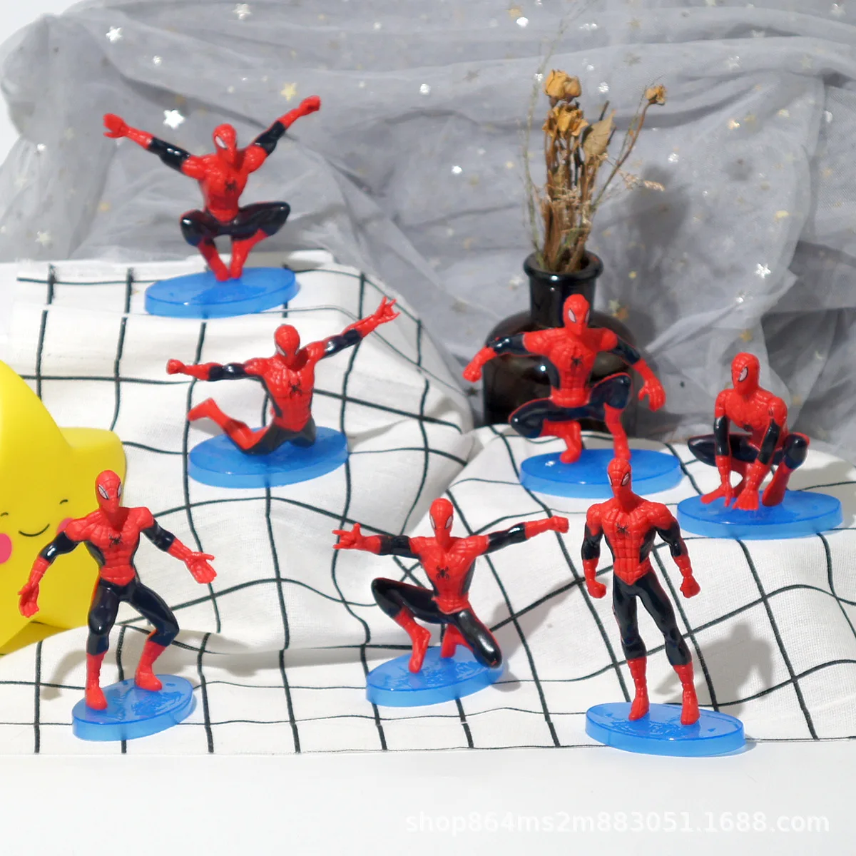 Toon Spiderman Plastic Action Figure  Party Model Supplies Ornaments Kids Birthday Cake Decoration Toy