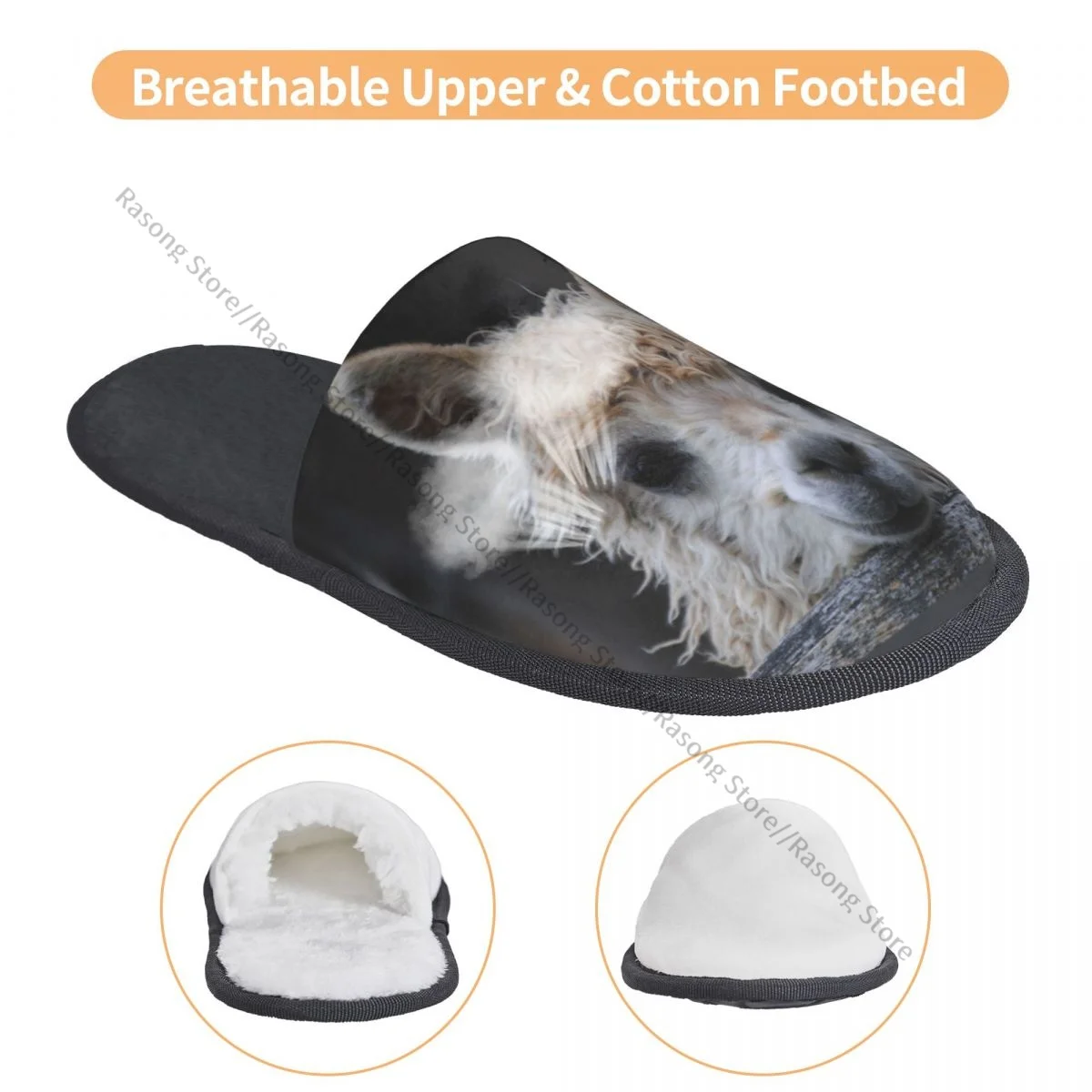 Плюшевые домашние тапочки альпака голова ламы теплая мягкая обувь домашняя