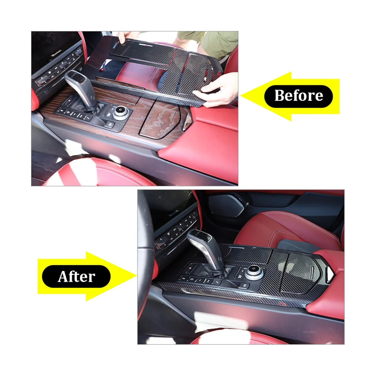 

Центральная консоль панельная Накладка для коробки передач Trim, сухое углеродное волокно для Maserati ghiсот 2014-2016, высокая версия