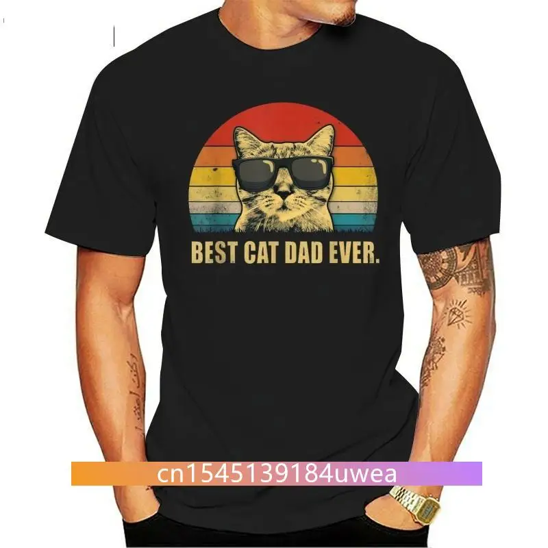Vintage Best Cat Dad Ever T-Shirt Cat Daddy Father Gift Men  New Fashion Printed Pure Summer Cotton Top Cosplay T-Shirts