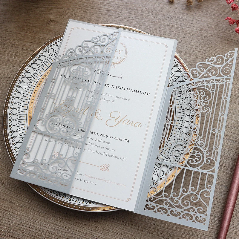 

25pcs Invitation Card Laser Cut Gate Shape Thank You Cards Wedding Invitations Gift Greeting Card for Party Decoration Supplies