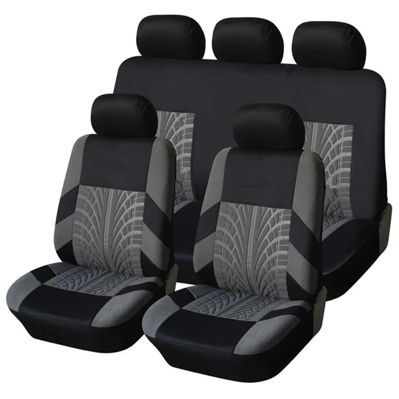 

4/9 Piece Car Seat Covers Set Universal Fit Most Car covers with Tire Track Detail Styling Car Seat Protector Four Seasons
