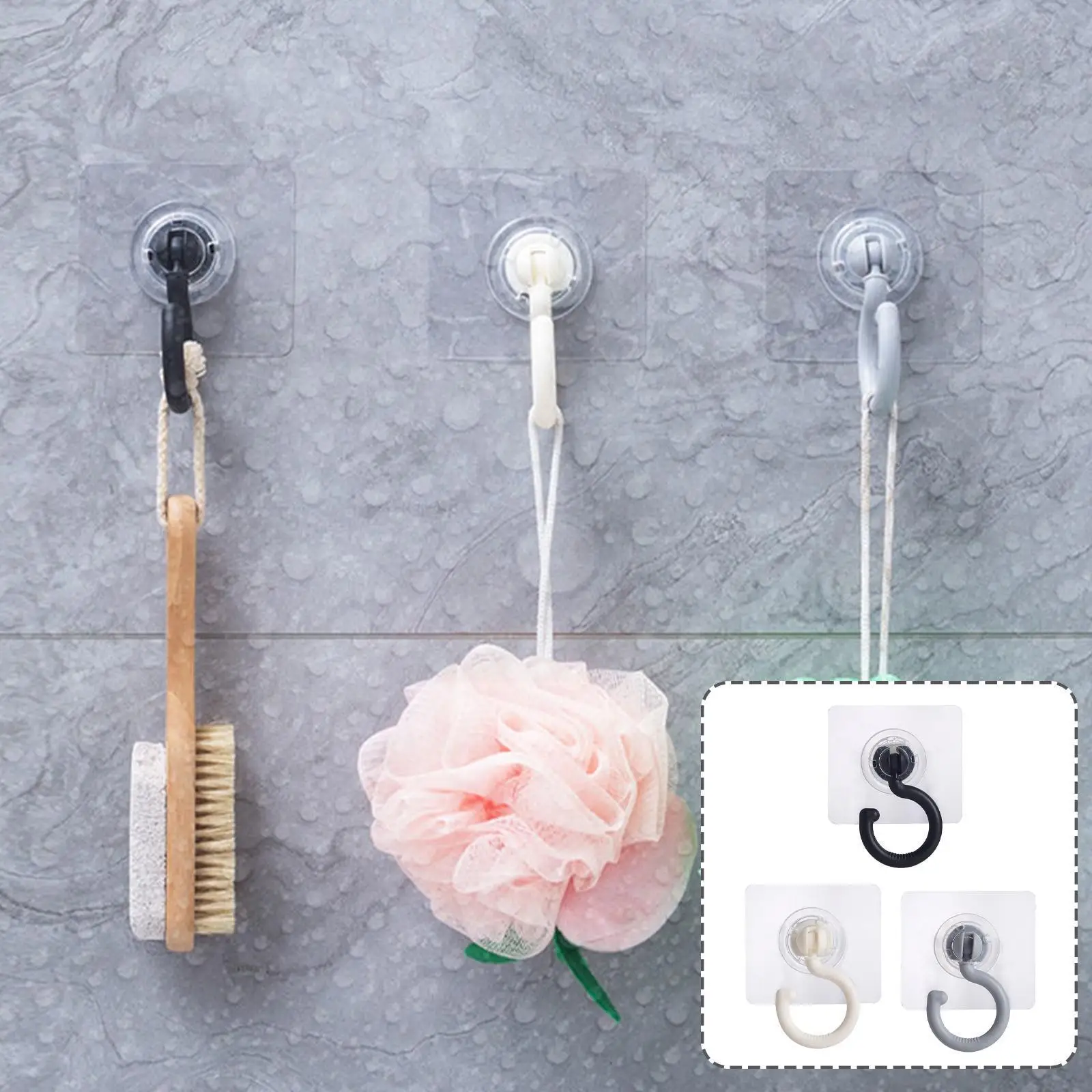 

50pcs Punch Free Hooks Transparent Wall Hooks Strong Adhesive Hangers Storage Home Cup Wall Hook Suction Self Hooks Door L4A9