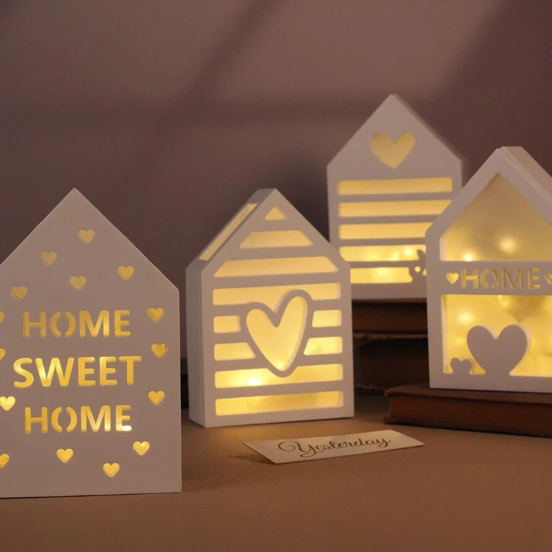 Выдалбливают Love House 3D лампа силуэт силиконовая форма DIY гипсовая подставка для