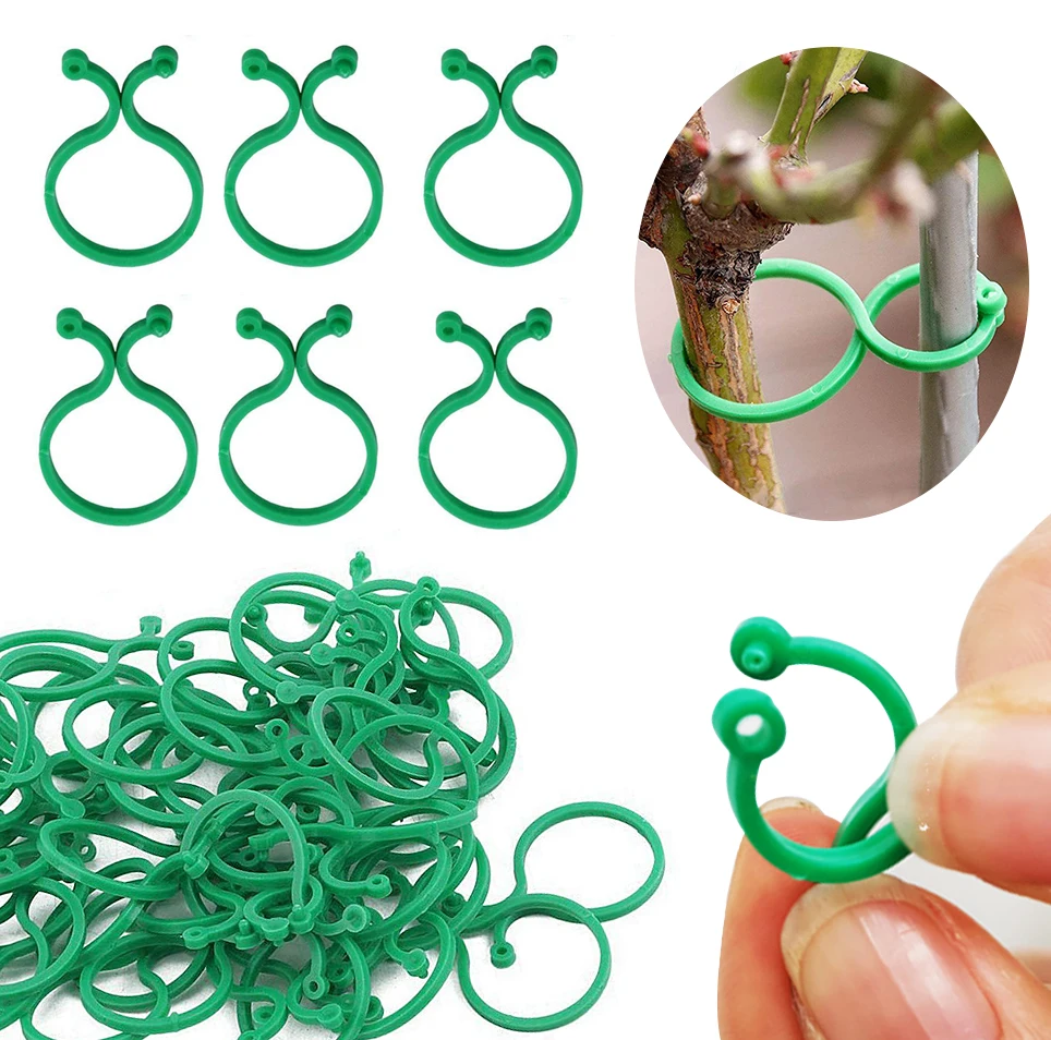 

50/100Pcs Garden Vine Strapping Clips Plant Bundled Buckle Ring Holder Tomato Garden Plant Stand Tool Garden Decor Acc