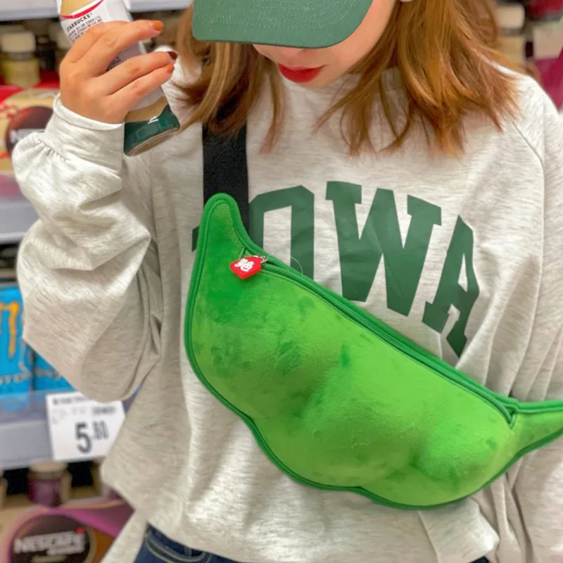 New Velvet Women's Bag Solid Color Leisure Crossbody Bag  Versatile Creative Pea Dumpling Bag Cute Cartoon Shoulder Bag