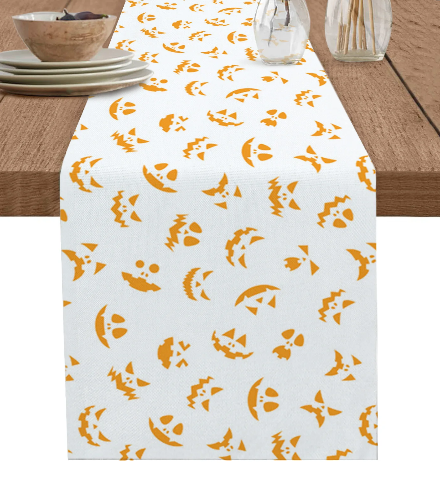 

Halloween Pumpkin Expression Table Runner Home Wedding Table Flag Mat Table Centerpieces Decoration Party Dining Long Tablecloth