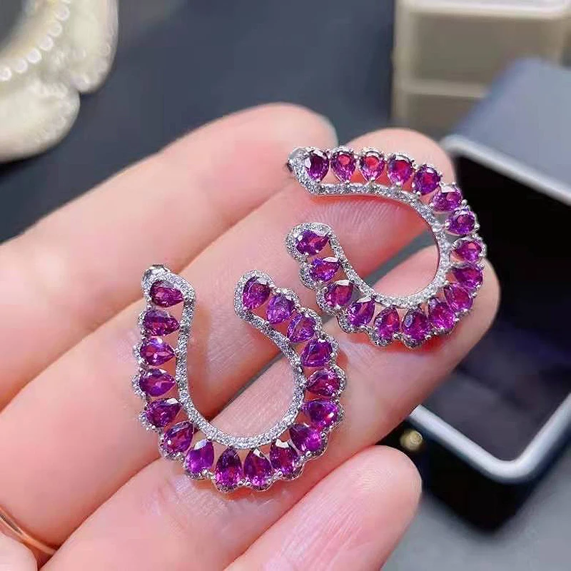 Женские серьги с гранатом FS серебро 925 пробы 3 х4