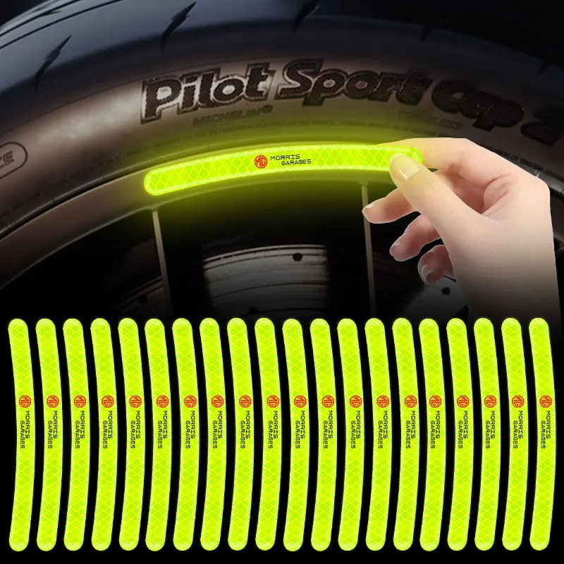 

Car Wheel Tire Rim Hub Reflective Luminous Sticker for MG 6 350 42 550 ZT 7 ZS HS GS 3 TF 5 RX5 RX8 ZR GT Car Decoration