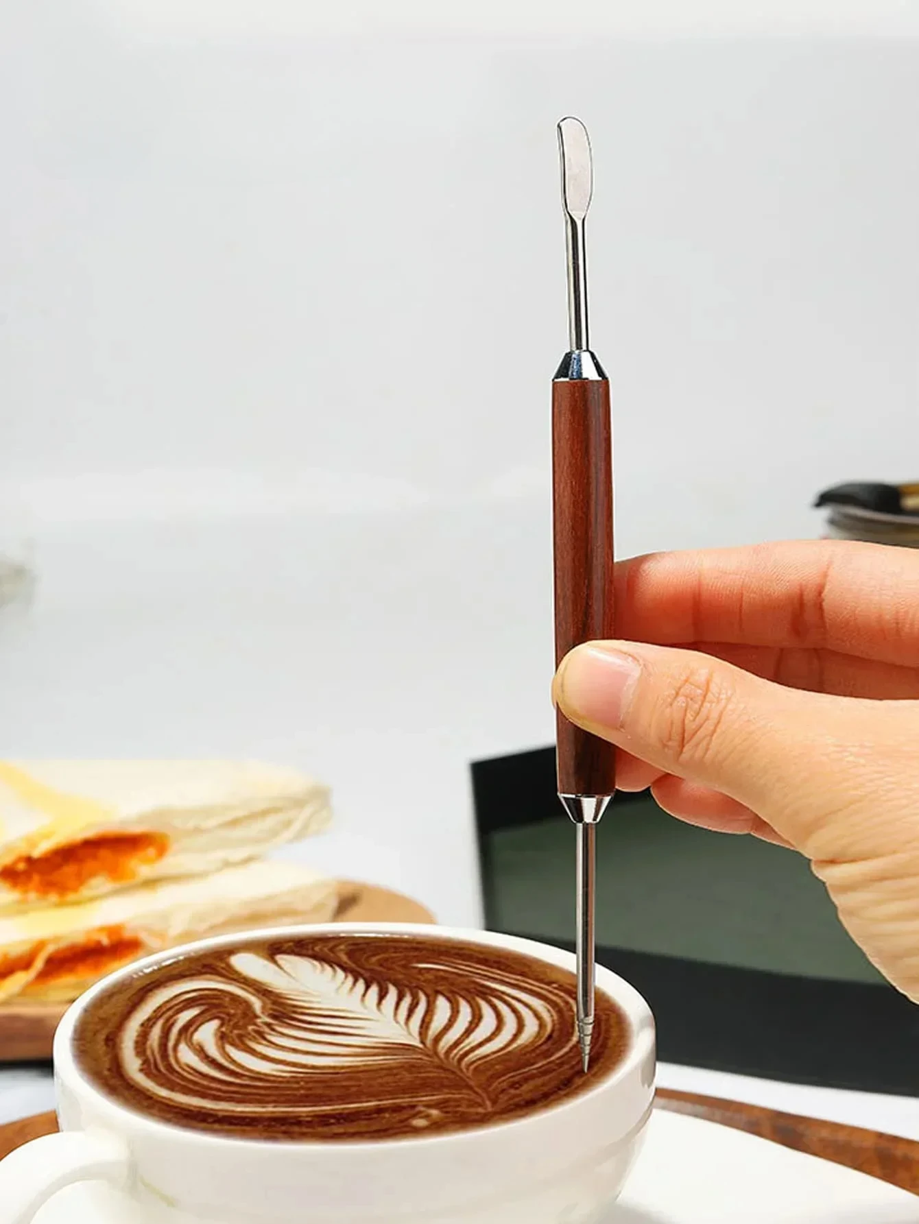 1 Шт. Художественный Палисандр Деревянная Ложка Для Кофе Латте Эспрессо Кухонный