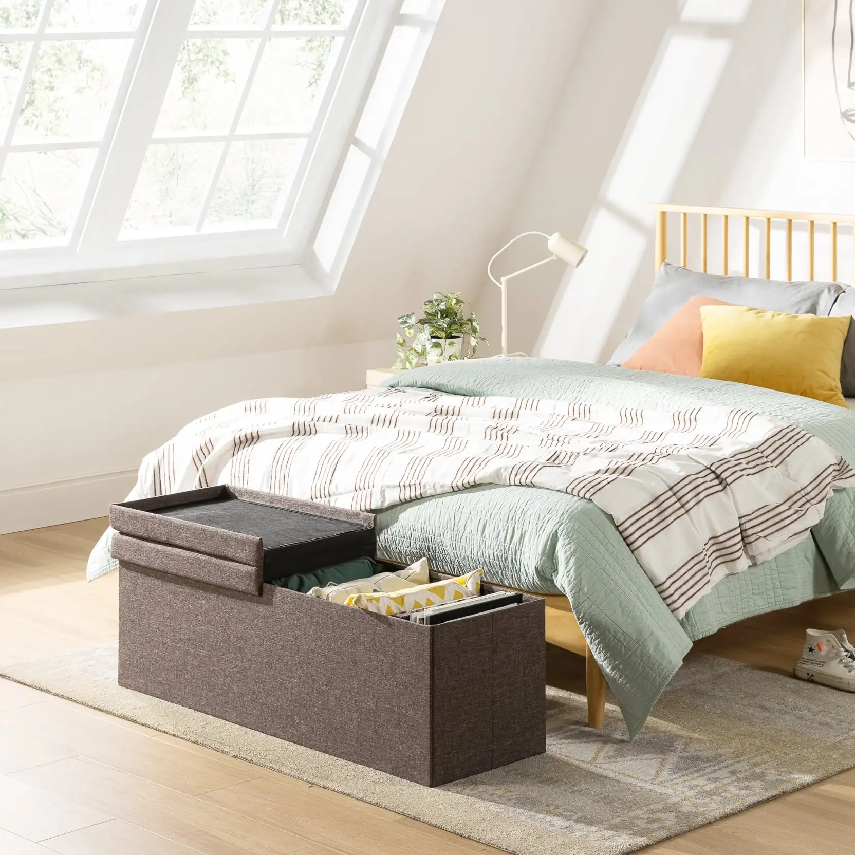 

Складной оттоманка Mellow 45 дюймов с планкой, коричневого цвета