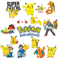 pokemon pikachu anime heat transfer stickers cartoon patches for clothing appliques on boys t shirts accessory print decor gift