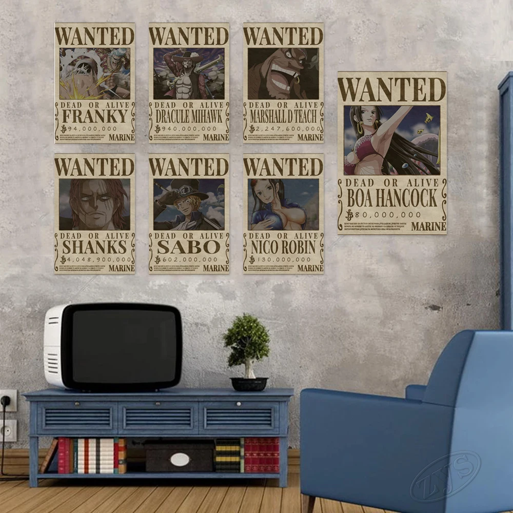 Один кусок бумаги крафт стены Обезьяна D. Картины Luffy Home Roronoa плакат Zoro Vinsmoke Sanji