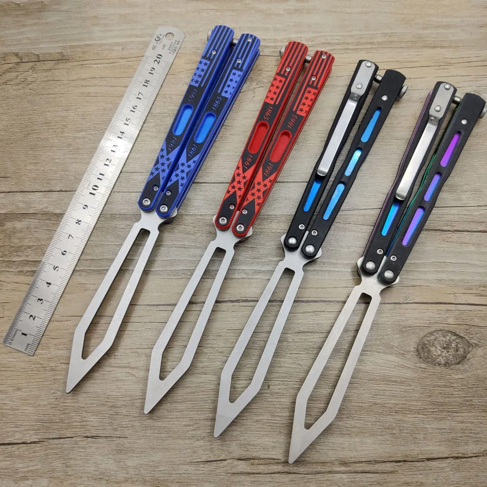 

Прямая поставка складной нож-бабочка лезвие головки меча 440C тупой инструмент шариковый подшипник G10 Ручка тренировочный карманный нож