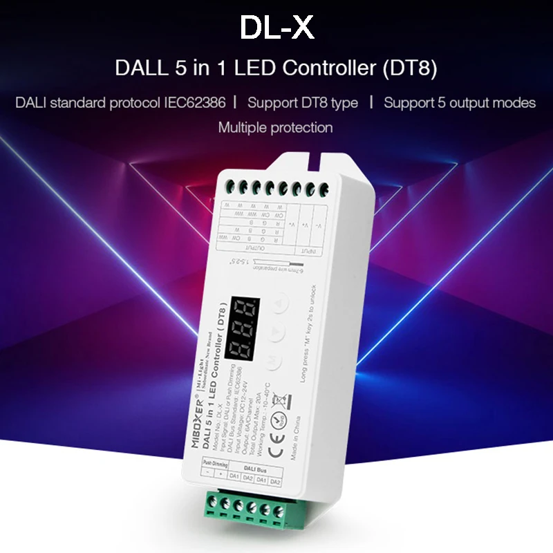 Miboxer DL-X DALI 5 в 1 светодиодный контроллер DT8 Одноцветный/CCT/RGB/RGBW/RGB + CCT умный световой