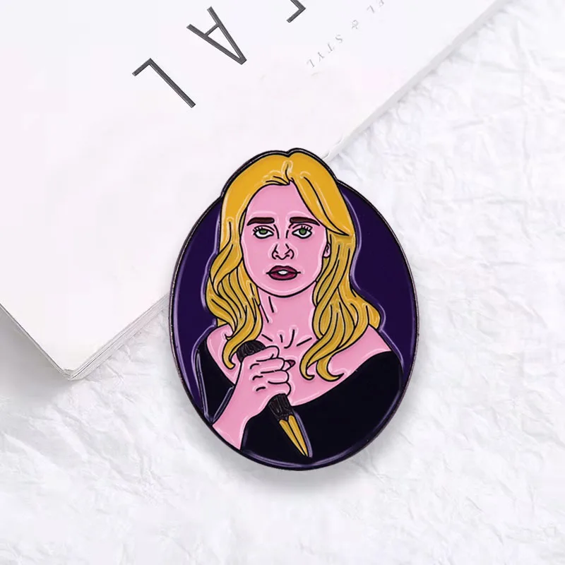 

Horror TV Series Vampire Hunter Badge American TV Drama Heroine Buffy Brooch Women's Enamel Pin Clothes Accessories Fashion Gift