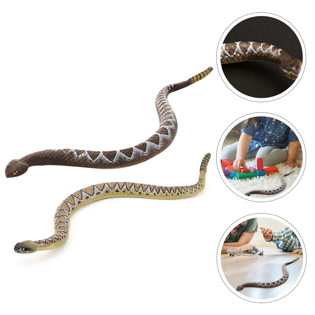 

2 Pcs Desk Top Decor Simulation Snake Model Figurine Desktop Decoration Artificial Sculpture Figures Pvc Toy Child