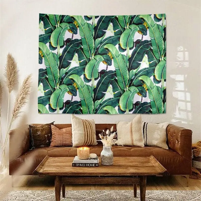 Тропический гобелен с изображение листьев Художественная печать дешевый хиппи
