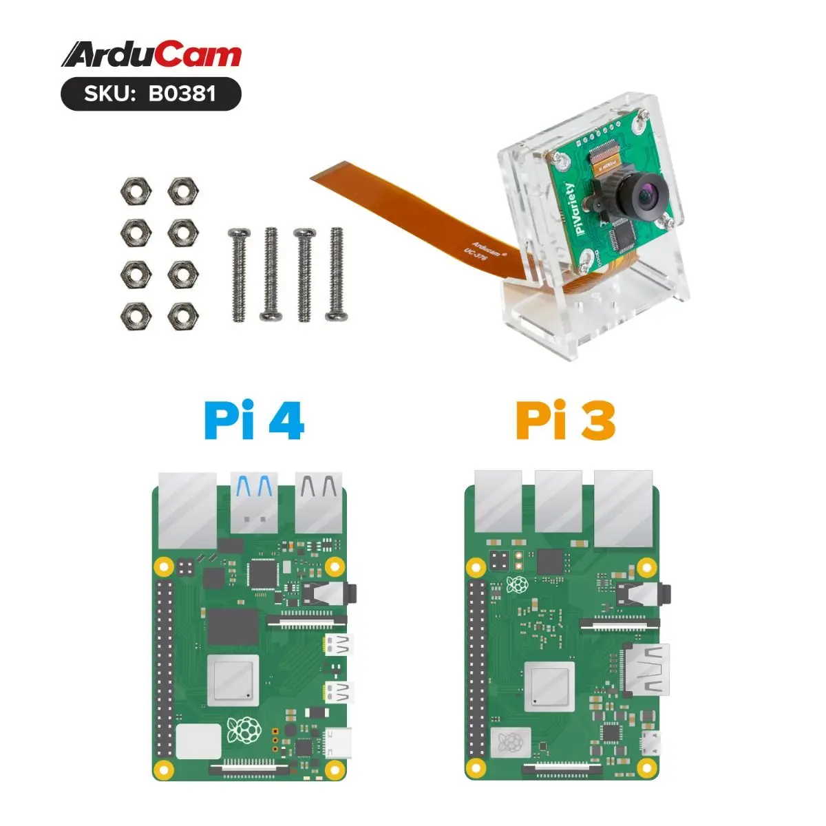 Модули монокамеры Arducam PiVariety 2 МП Global Shutter OV2311 (NoIR) совместимые с Raspberry Pi ISP и