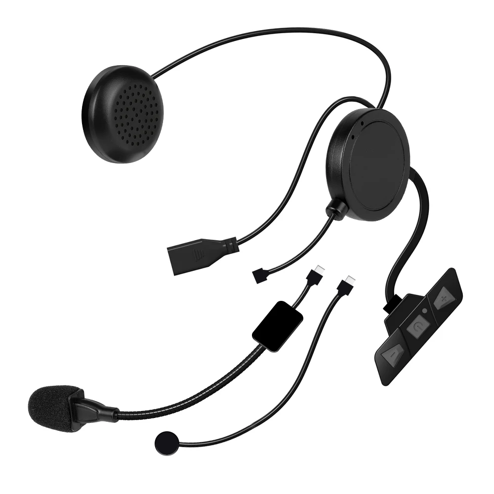 

Беспроводная Гарнитура Bluetooth 5.2 Для Мотоциклетного Шлема, Стереофонический Музыкальный Плеер С Микрофоном Для Мотоциклистов