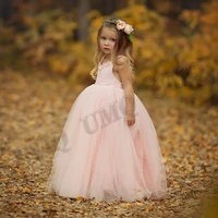 light pink pearls checks flower girl dress aline toddler birthday wedding party dresses custom made fashion show first communion